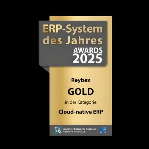 Siegel ERP-System des Jahres 2025: reybex Gold in der Kategorie Cloud-native ERP