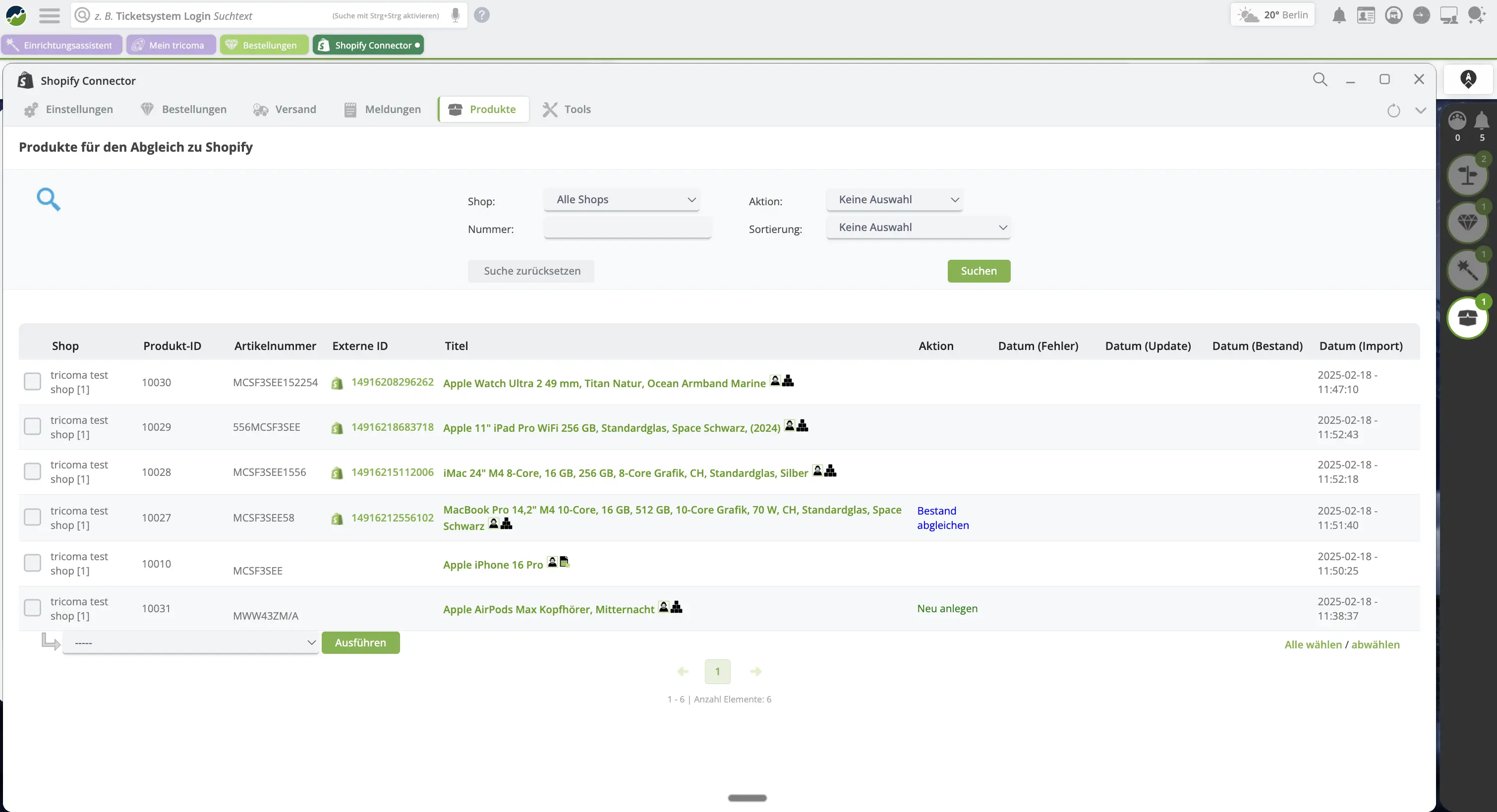 tricoma Shopify Connector: Shopify-Anbindung und Marktplatz-Integration direkt im ERP